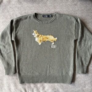 Ralph Lauren Intarsia-Knit Corgi Cotton Sweater Medium